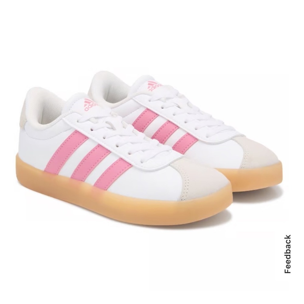 Adidas Kids VL Court 3.0 Sneaker White Pink Gum IH3483 Size 1 US NEW